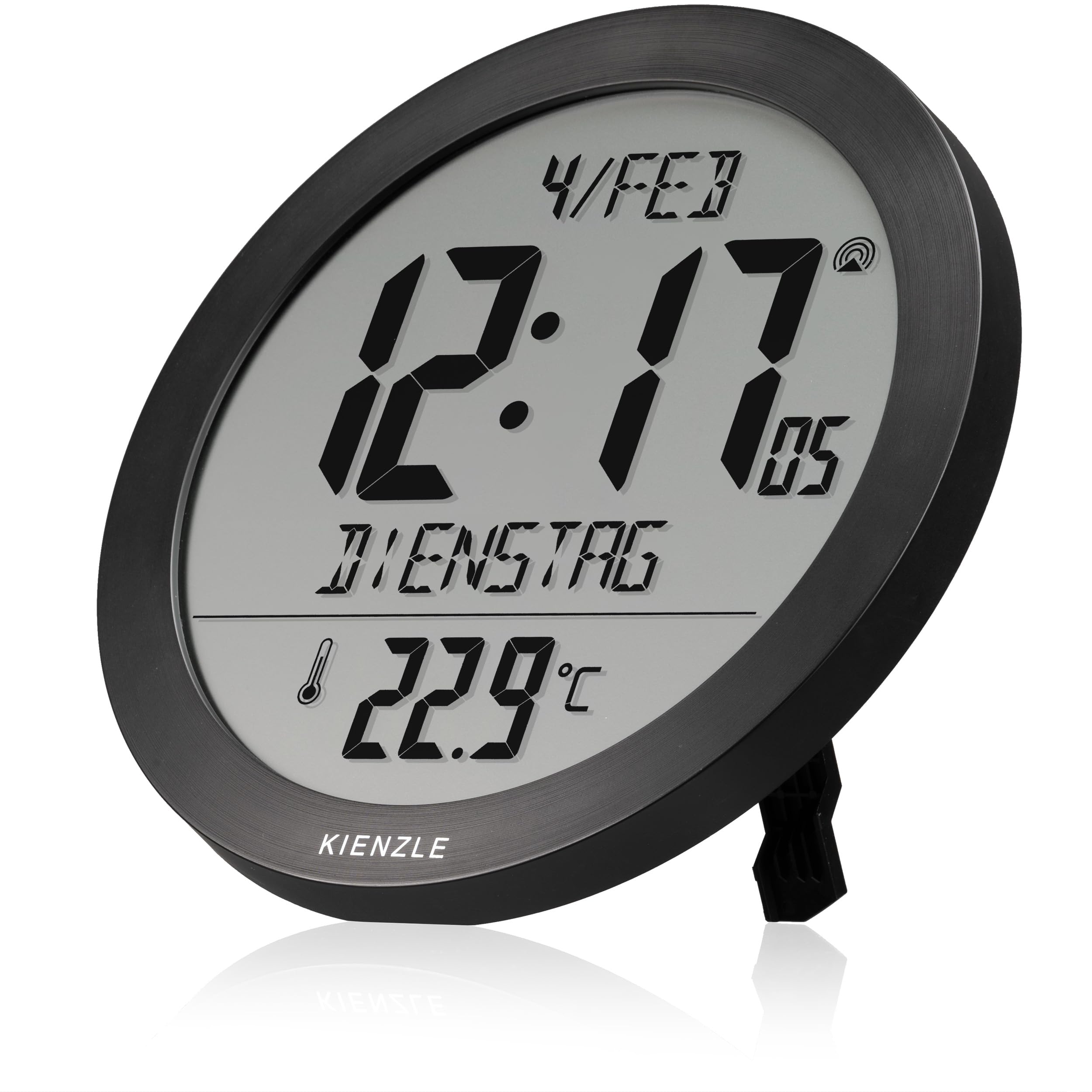 kienzle-dcf-funkwanduhr-18-7-cm-mit-innentemperatur-schwarz image 1