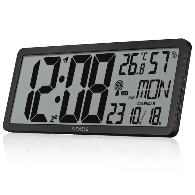 kienzle-xxl-digitale-funkwanduhr-dcf-mit-thermometer-und-hygrometer image 1