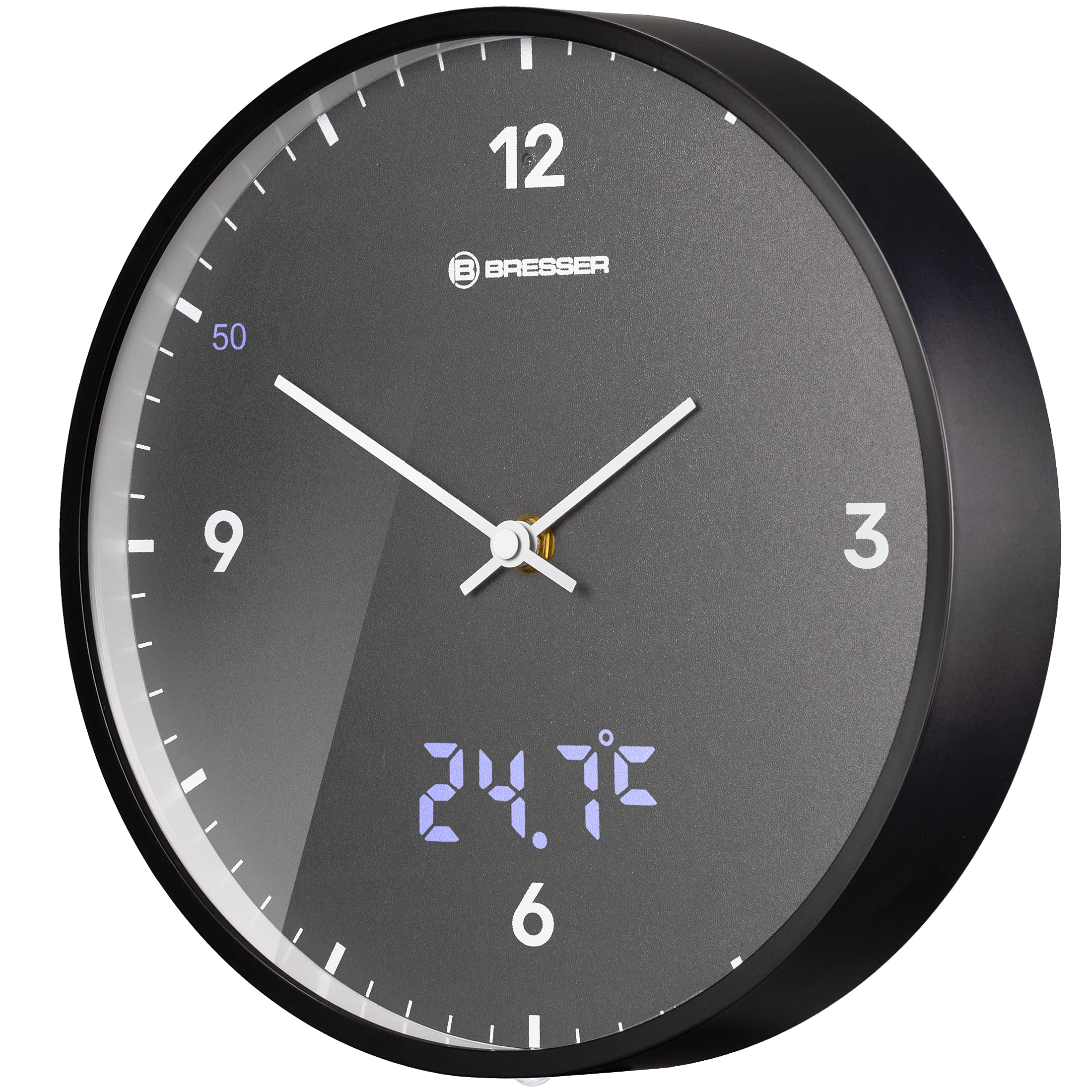 bresser-mytime-ledsec-funk-wanduhr-24-cm-mit-temperaturanzeige-anthracite image 1