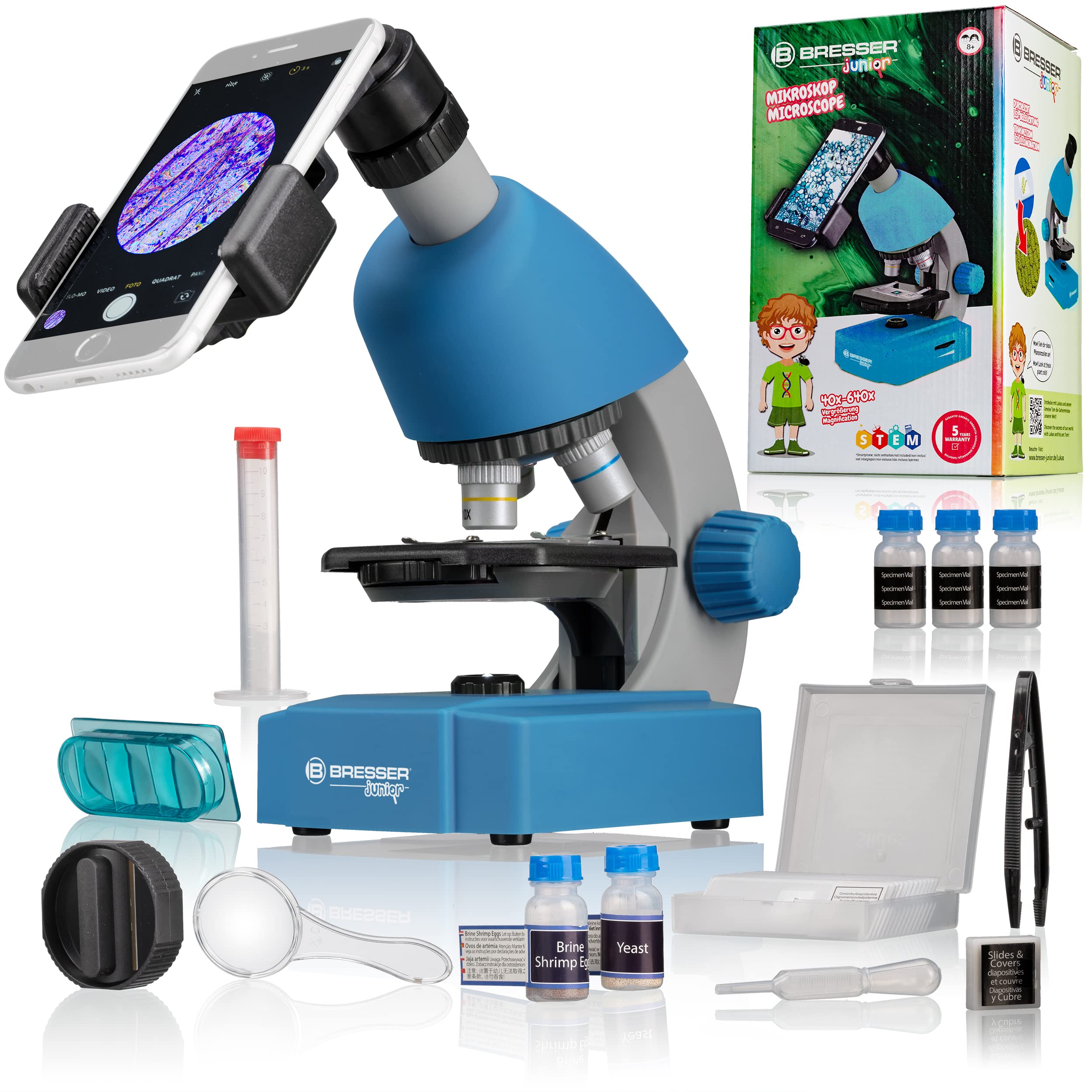 bresser-junior-kinder-mikroskop-40x-640x-mit-led-smartphonehalter-und-urzeitkreb image 1