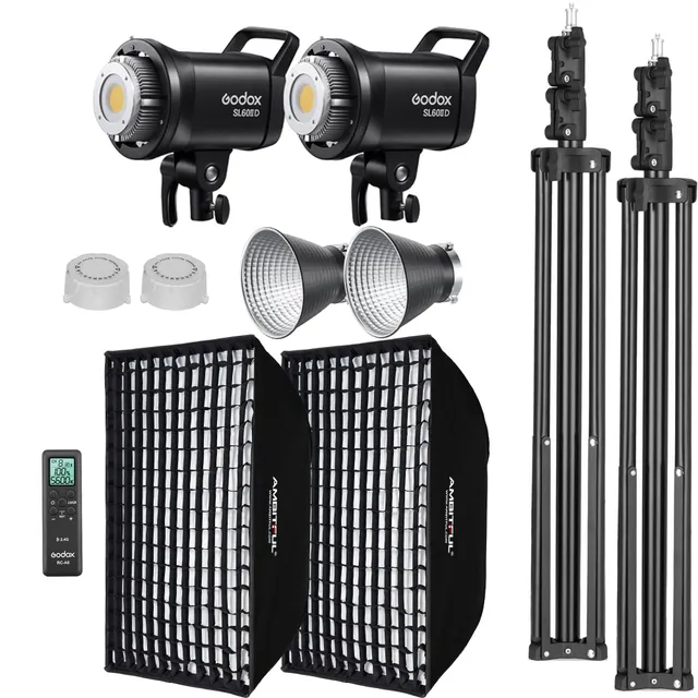 godox-sl60ii-d-led-videoleuchte-2er-set-dauerlicht-kit-mit-softbox-stativ-app image 1