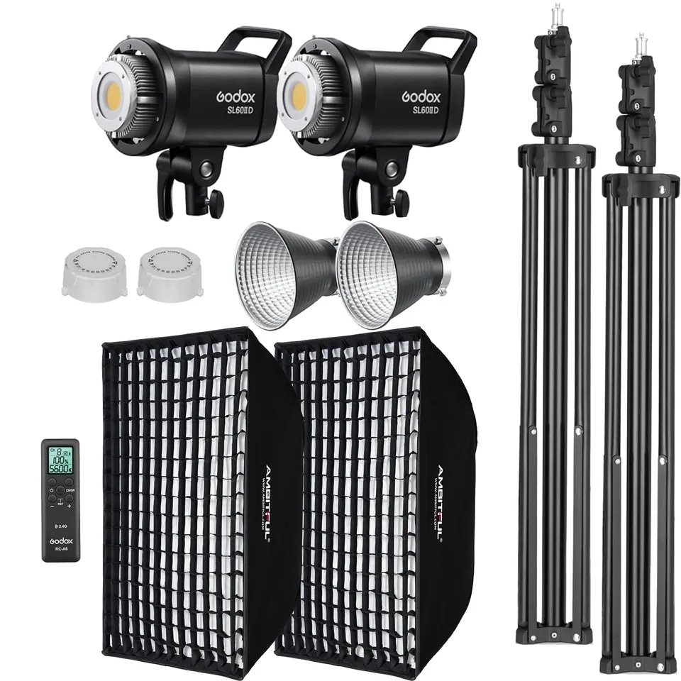 godox-sl60ii-d-led-videoleuchte-2er-set-dauerlicht-kit-mit-softbox-stativ-app image 1