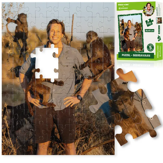 bresser-freek-vonk-x-bresser-kinderpuzzle-b-renpaviane-100-teile-36-x-49-cm image 1