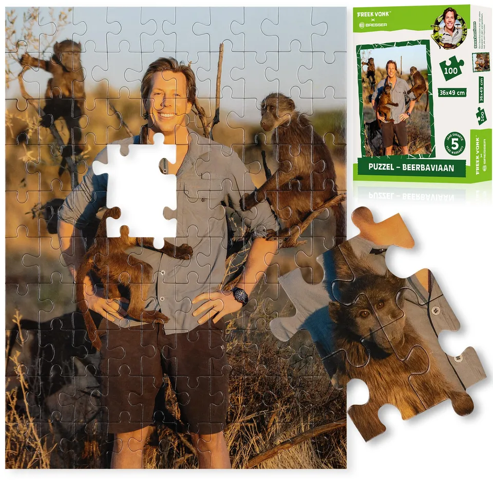 bresser-freek-vonk-x-bresser-kinderpuzzle-b-renpaviane-100-teile-36-x-49-cm image 1