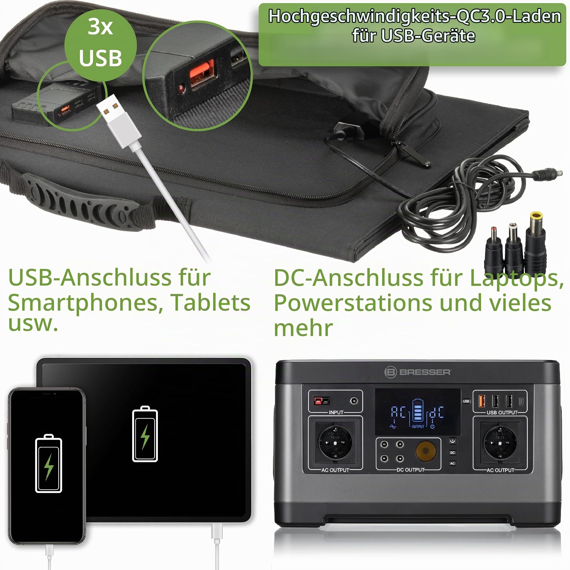 bresser-solar-ladeger-t-90w-mit-dc-und-3x-usb-a-anschluss-inkl-qc3-0-schnellladu image 8