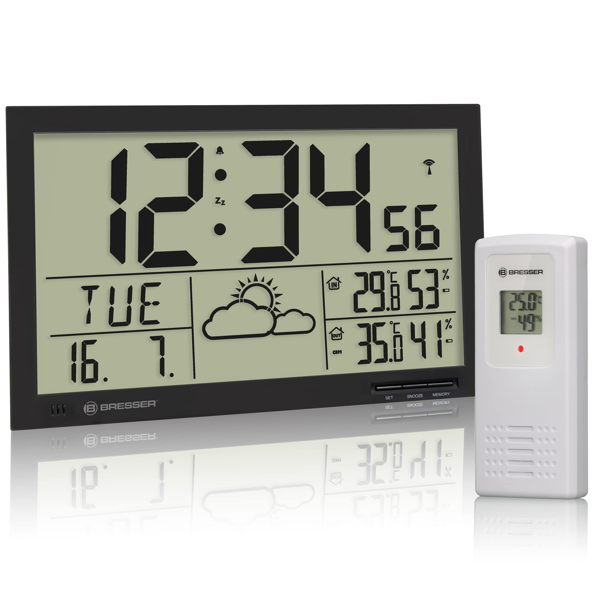 bresser-mytime-jumbo-lcd-funk-wetterstation-mit-au-ensensor-schwarz image 1