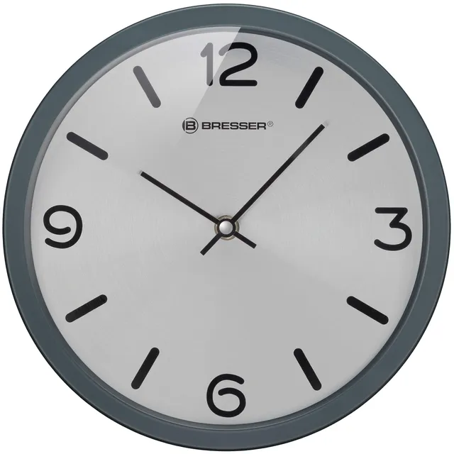 bresser-mytime-silver-edition-wanduhr-25-cm-ger-uschloses-quarzuhrwerk-edelstahl image 1
