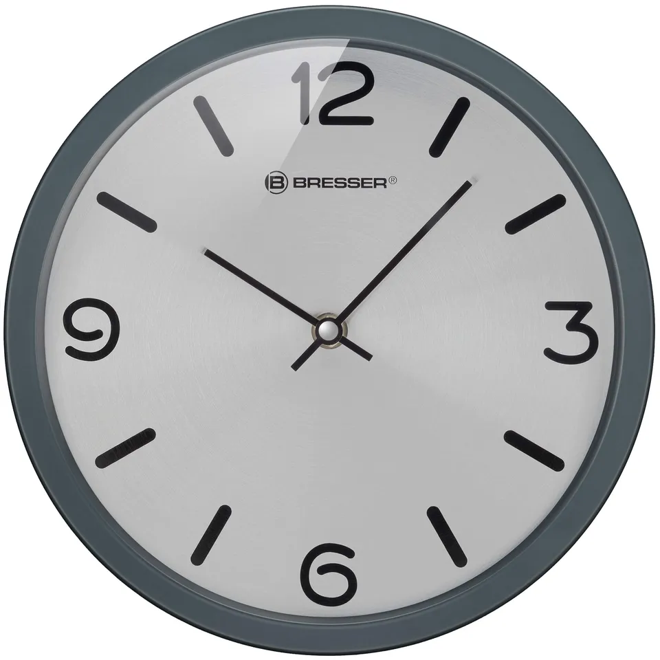 bresser-mytime-silver-edition-wanduhr-25-cm-ger-uschloses-quarzuhrwerk-edelstahl image 1
