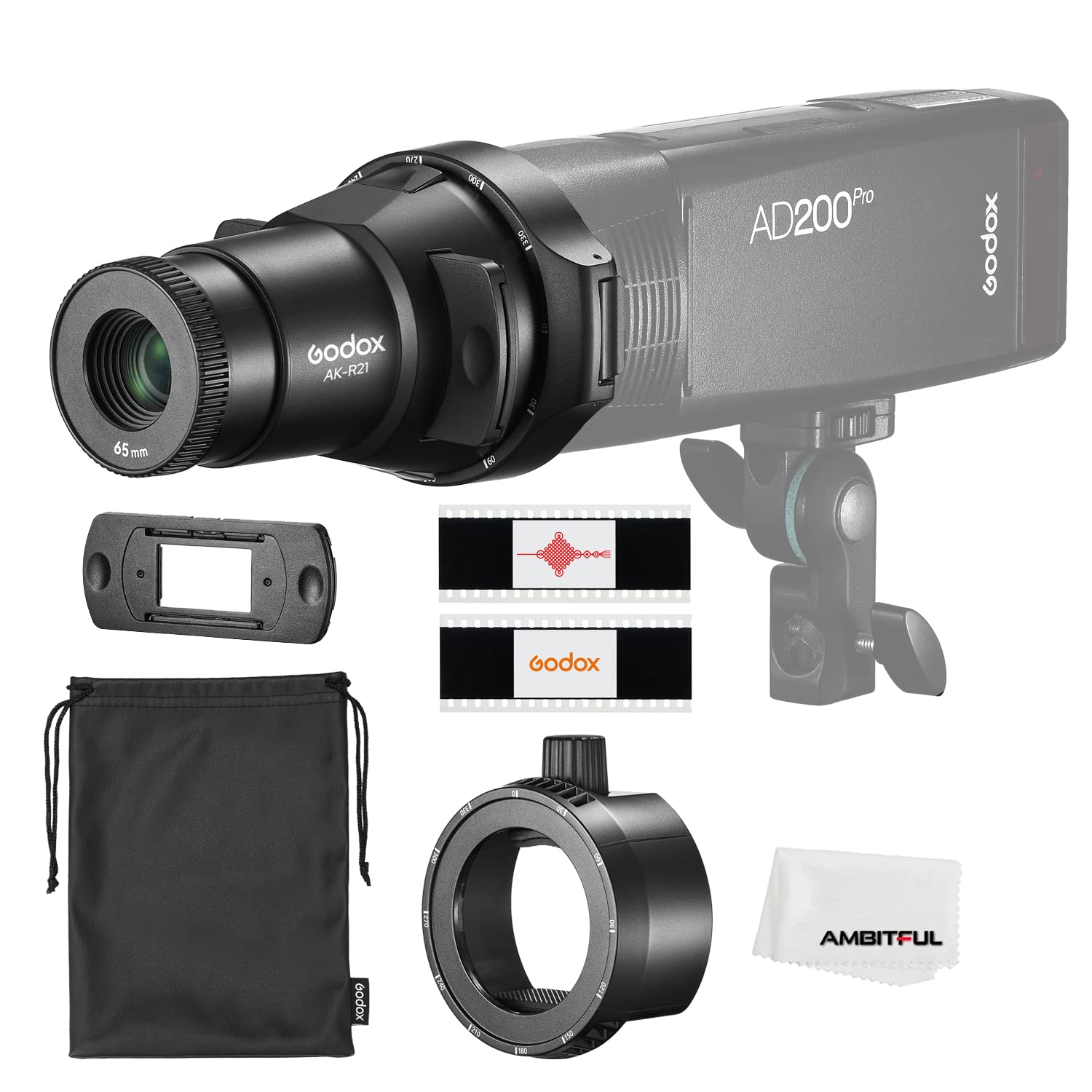 godox-ak-r21-projektionsvorsatz-conical-snoot-mit-ak-r25-adapter-f-r-v1-ad200pro image 1