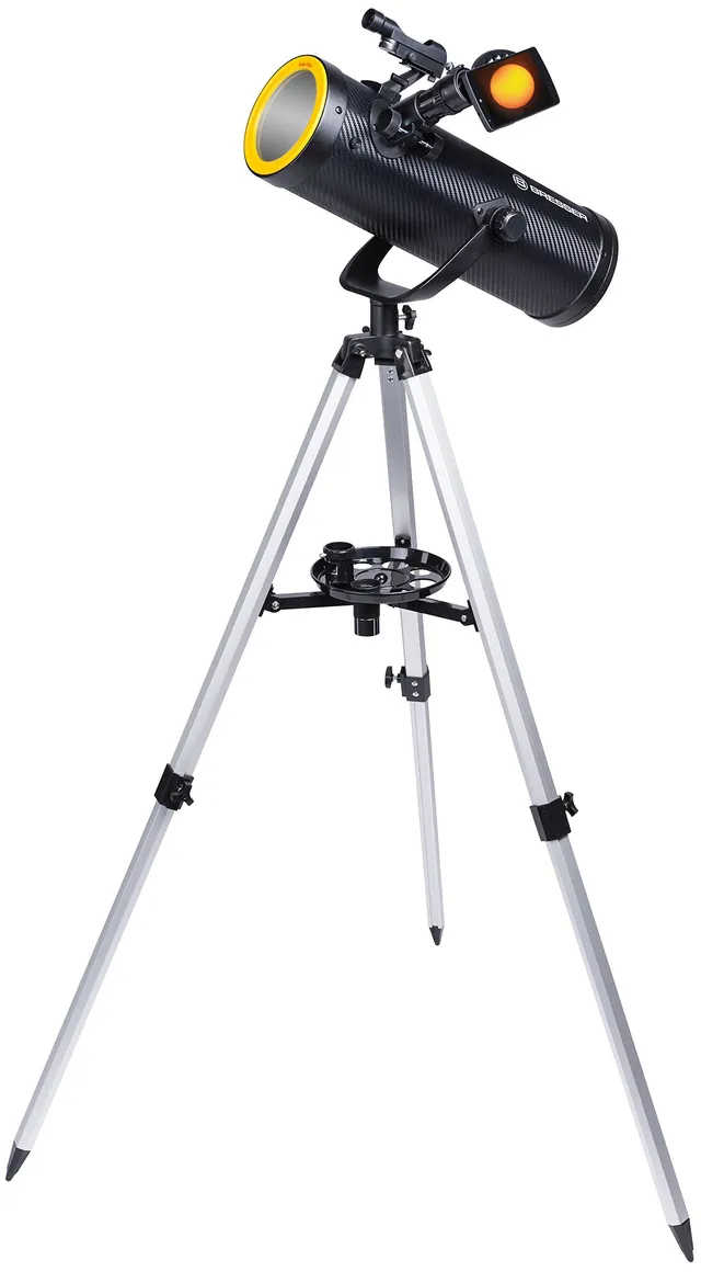 bresser-teleskop-solarix-114-500-newton-mit-sonnenfilter-smartphone-adapter image 1