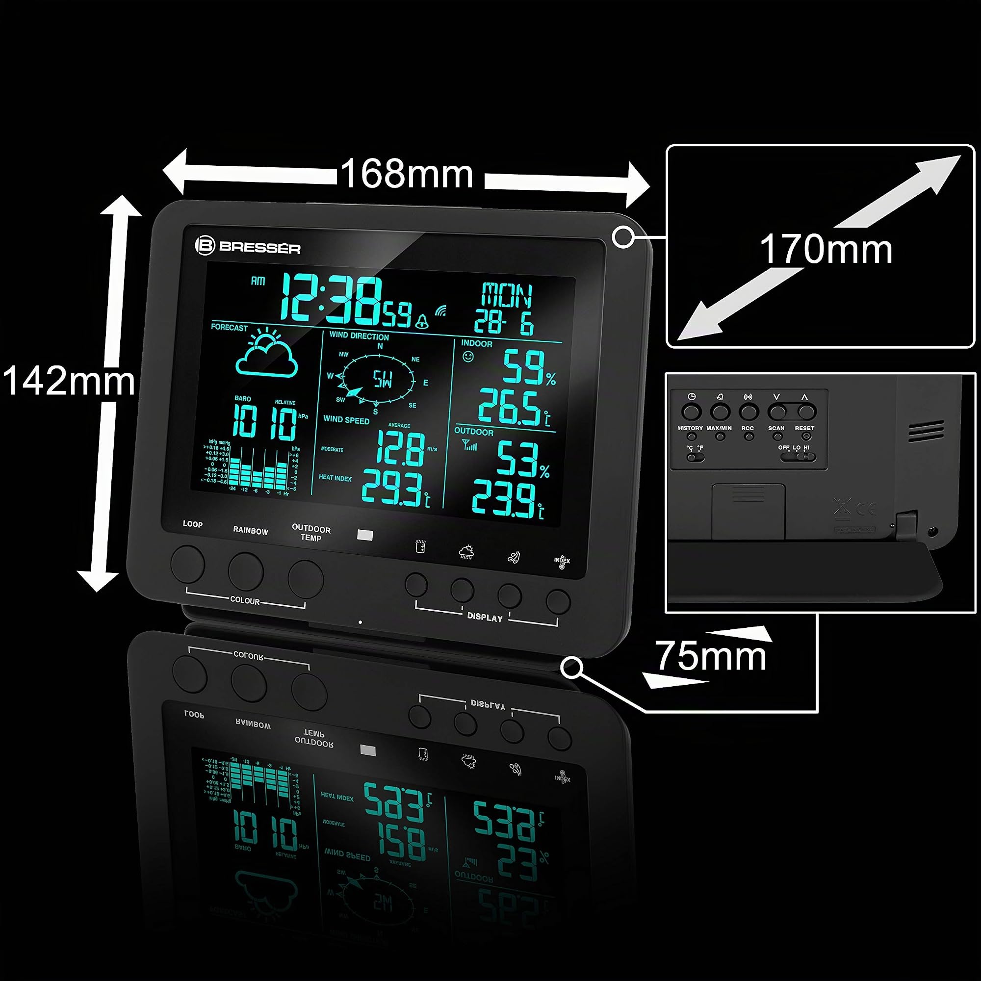 bresser-basisstation-ersatz-f-r-7002520-farb-wetter-center-schwarz image 3