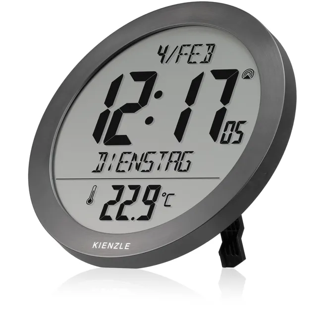 kienzle-dcf-funkwanduhr-18-7-cm-mit-innentemperatur-anthrazit image 1