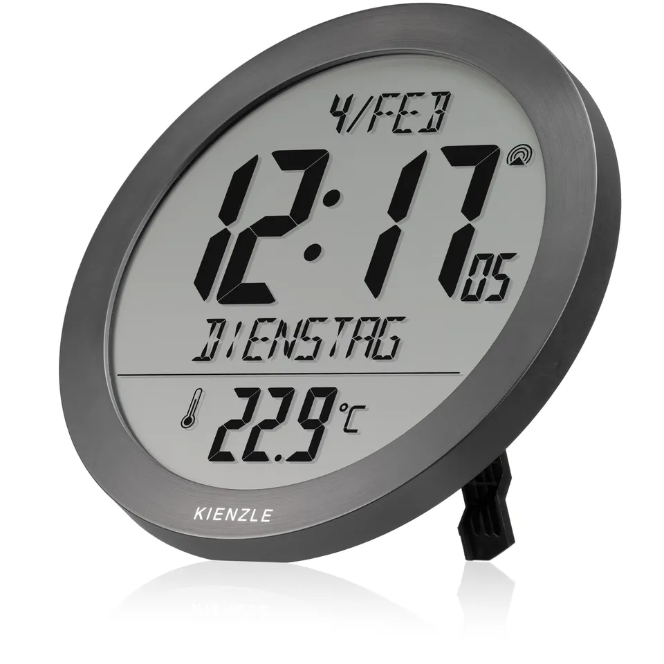 kienzle-dcf-funkwanduhr-18-7-cm-mit-innentemperatur-anthrazit image 1