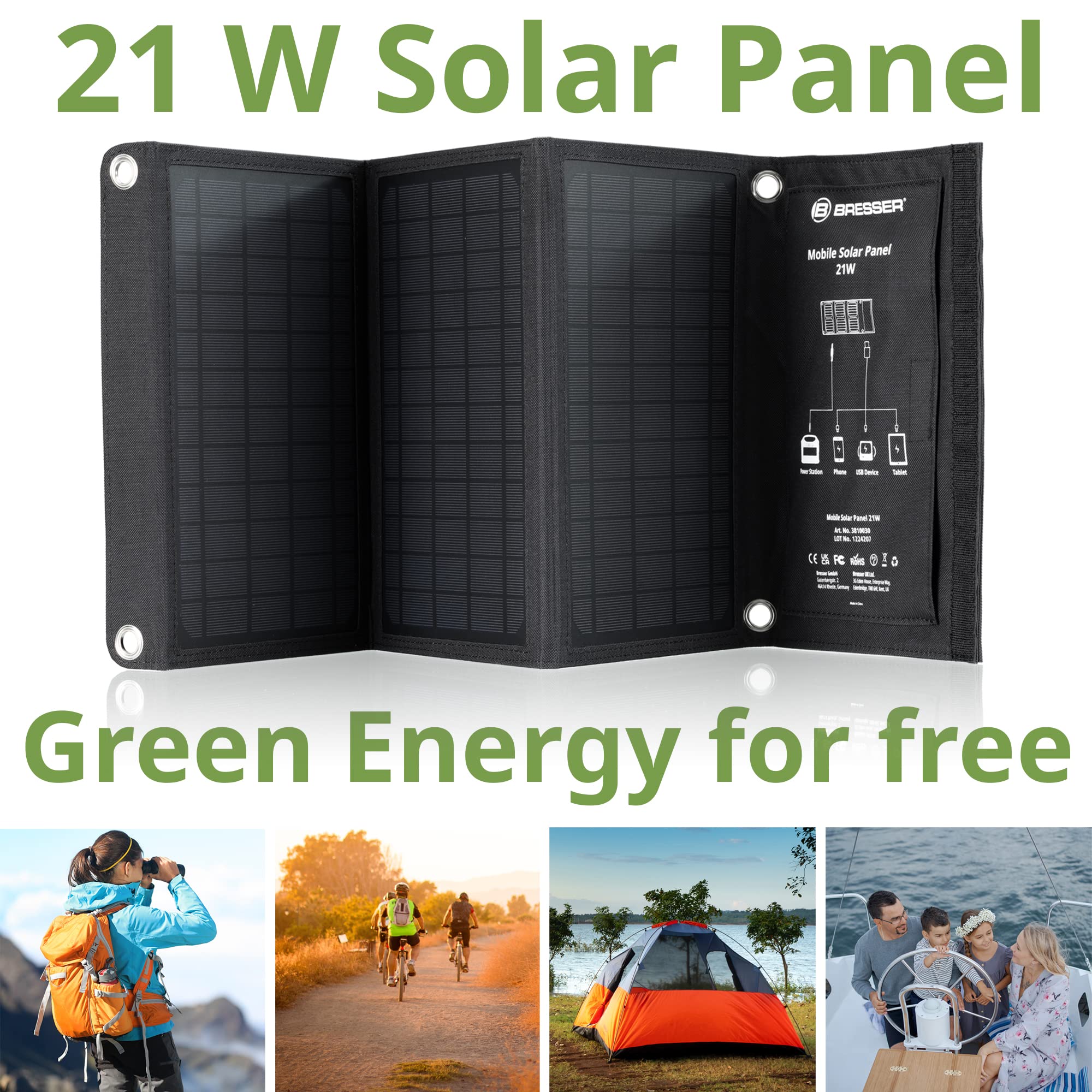 bresser-mobiles-solar-ladeger-t-21w-faltbar-mit-usb-a-und-dc-anschluss image 2