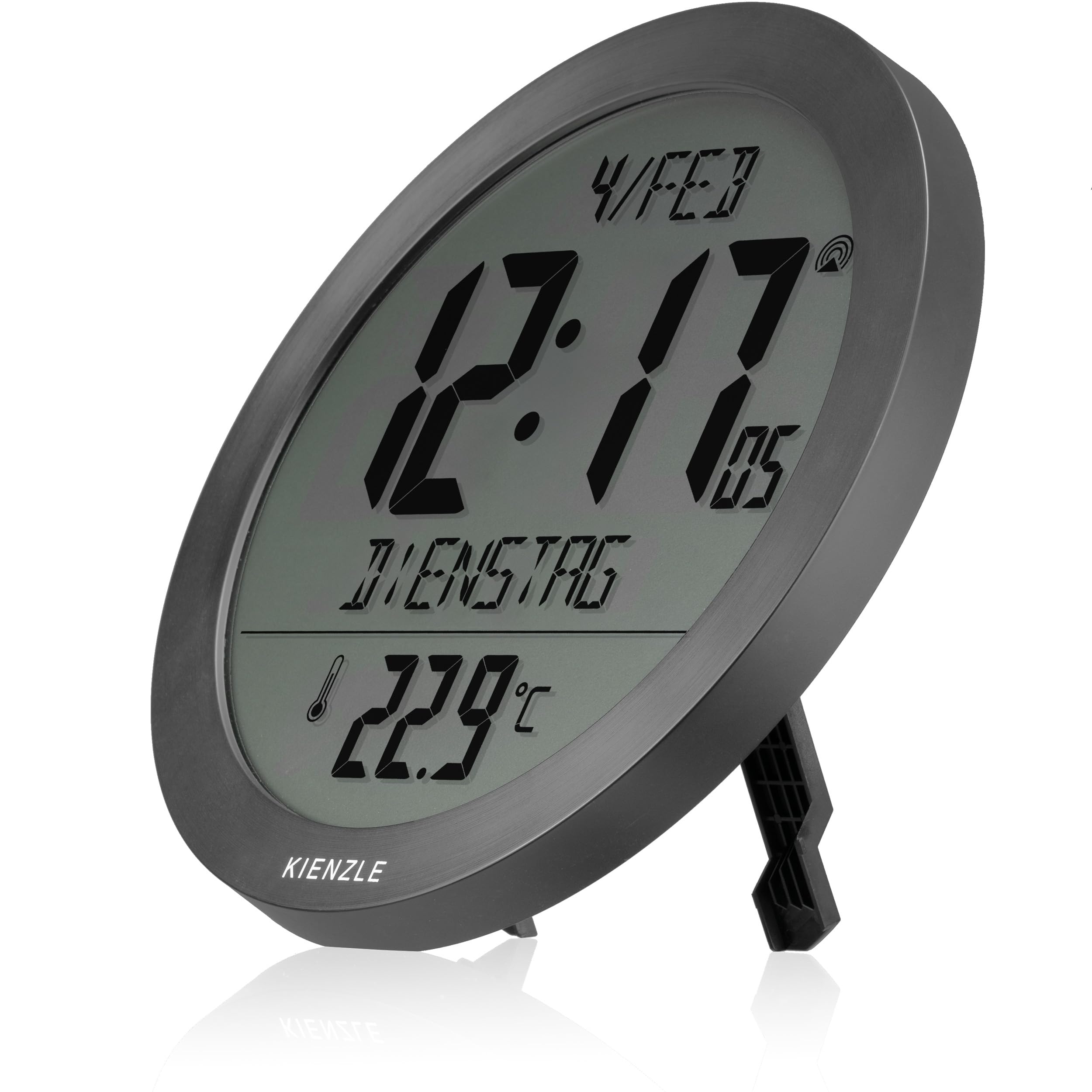 kienzle-dcf-funkwanduhr-18-7-cm-mit-innentemperatur-anthrazit image 2