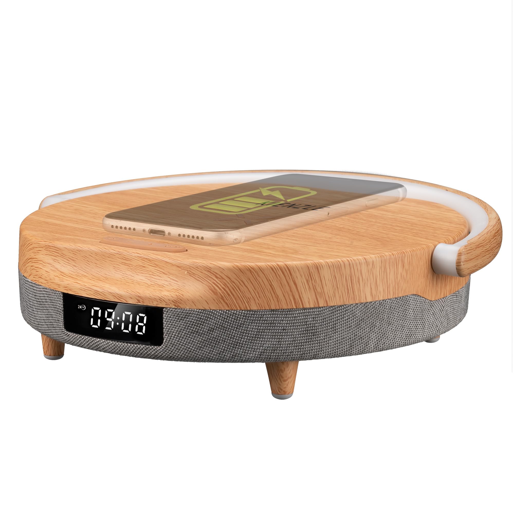 kienzle-led-wecker-mit-bluetooth-5-0-lautsprecher-und-10w-ladepad-holz-look image 5