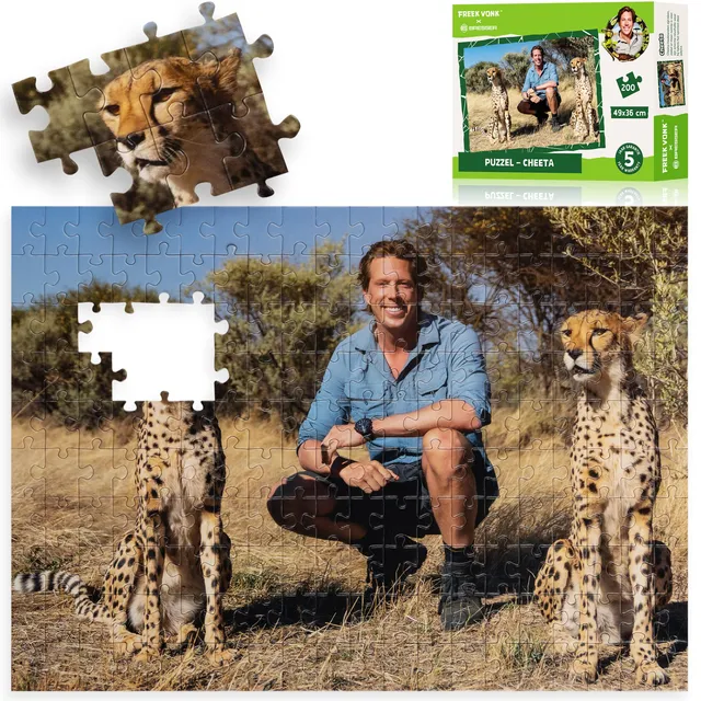 bresser-freek-vonk-kinderpuzzle-geparden-200-teile-49-x-36-cm image 1