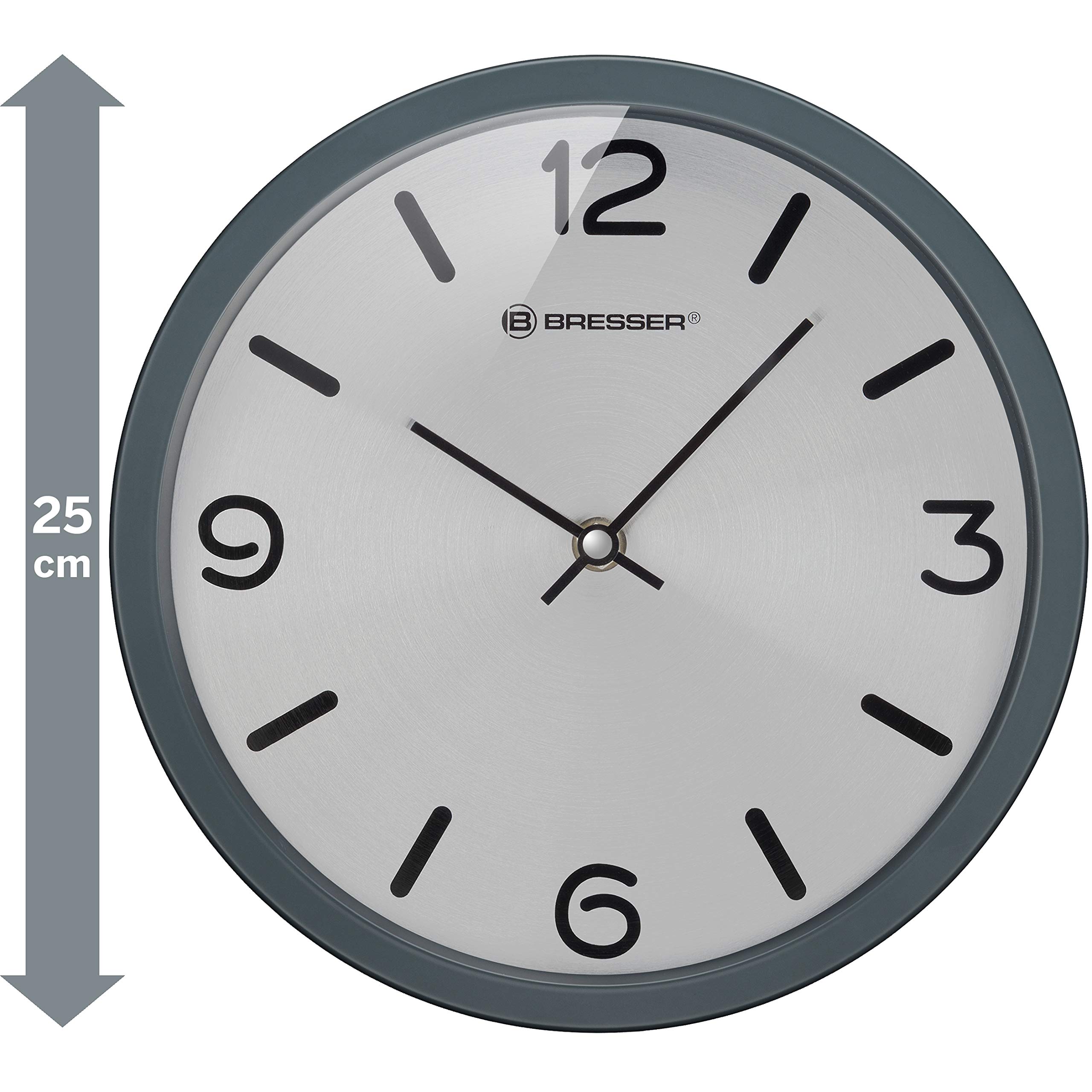 bresser-mytime-silver-edition-wanduhr-25-cm-ger-uschloses-quarzuhrwerk-edelstahl image 5