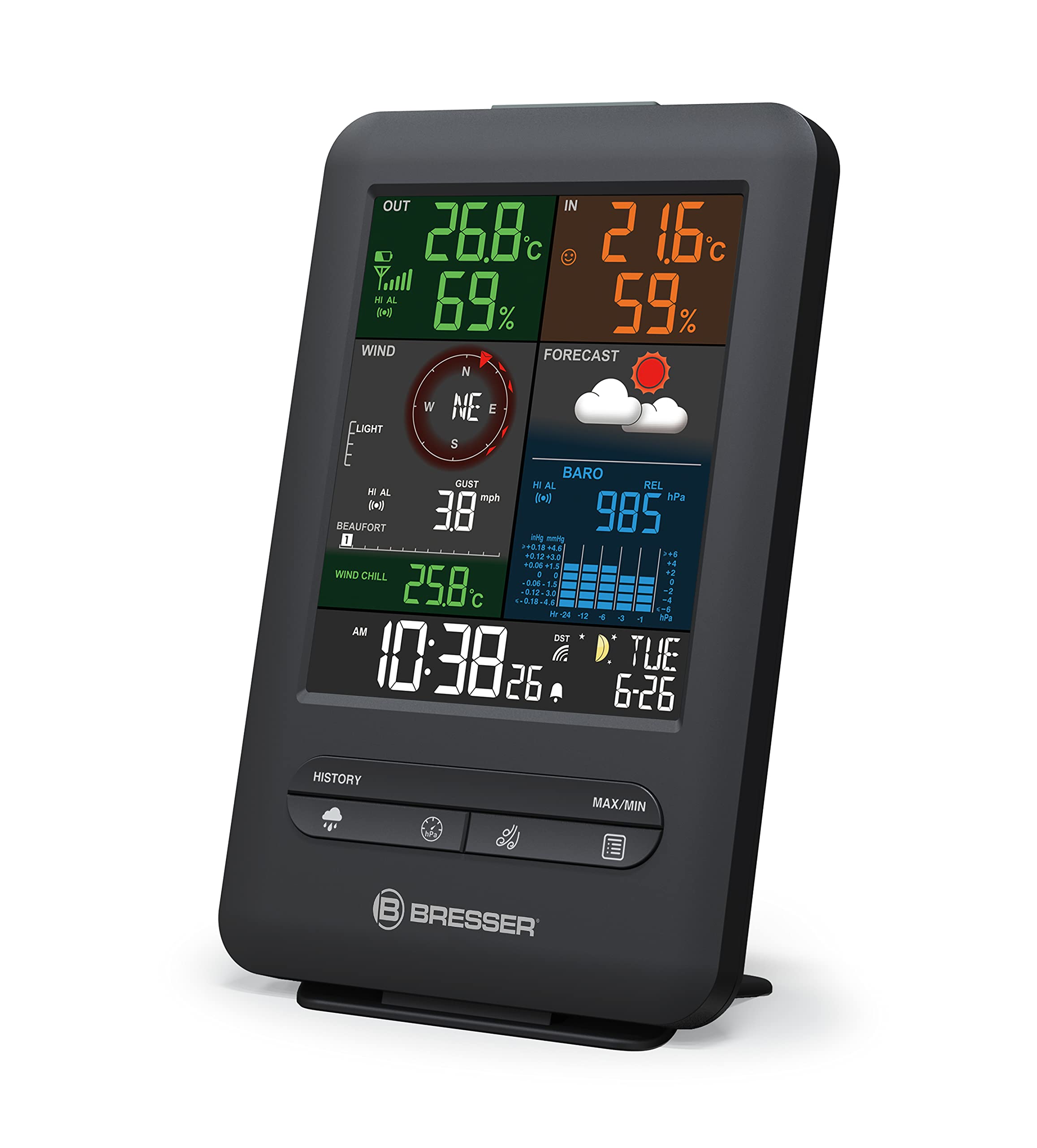 bresser-zusatz-basisstation-schwarz-f-r-7002525-beaufort-wetter-center-5-in-1 image 1