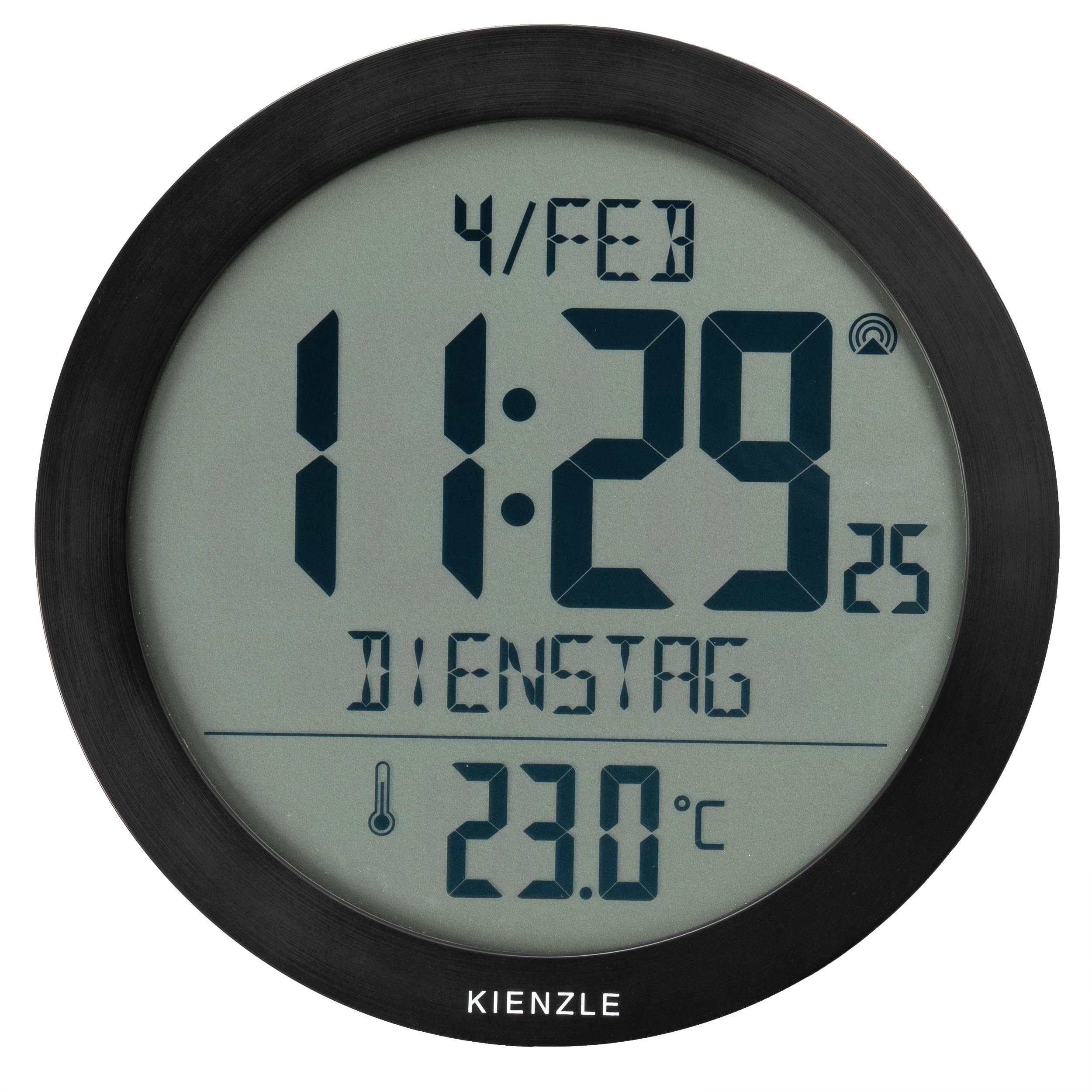 kienzle-dcf-funkwanduhr-18-7-cm-mit-innentemperatur-schwarz image 8