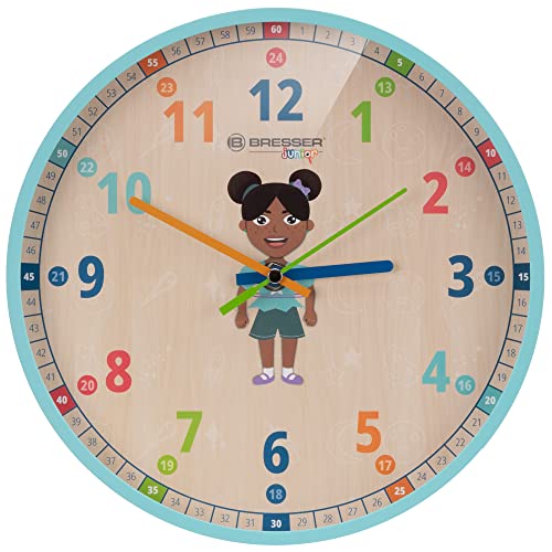bresser-junior-kinder-wanduhr-25-cm-lautlos-blau image 7