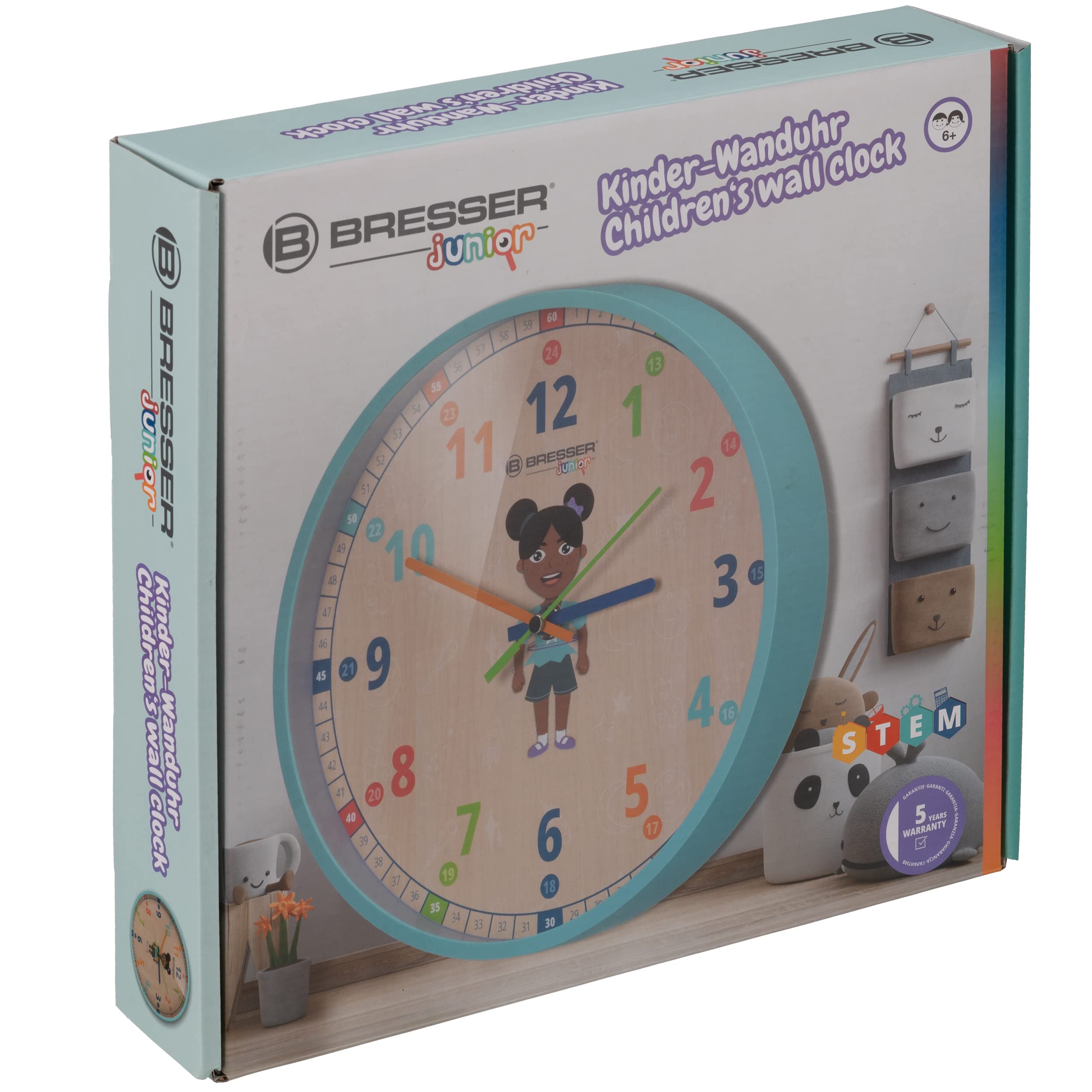 bresser-junior-kinder-wanduhr-25-cm-lautlos-blau image 4
