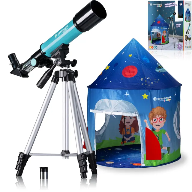 bresser-junior-linsenteleskop-50-360-mit-zelt-kinder-astronomie-set-blau image 1
