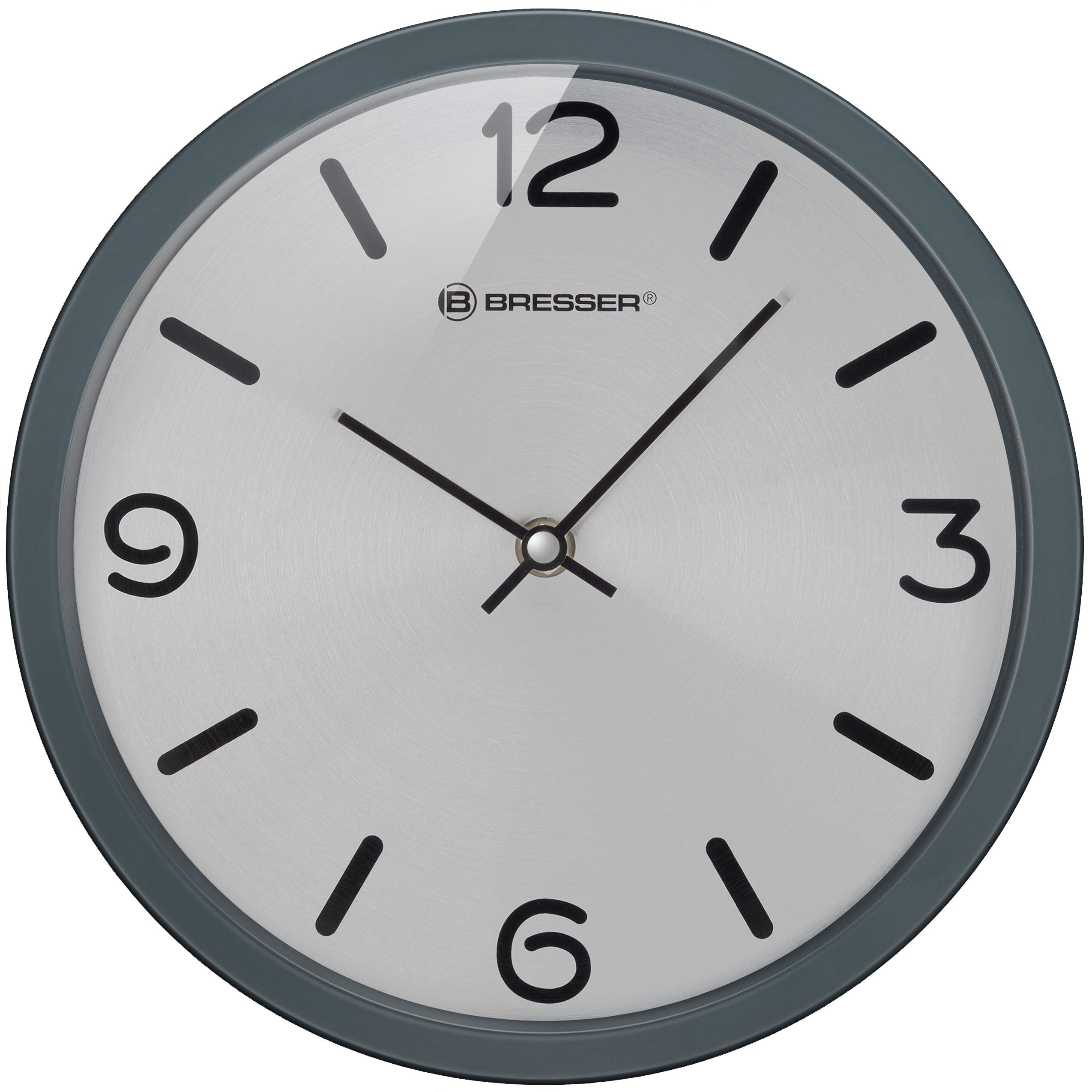 bresser-mytime-silver-edition-wanduhr-25-cm-ger-uschloses-quarzuhrwerk-edelstahl image 1