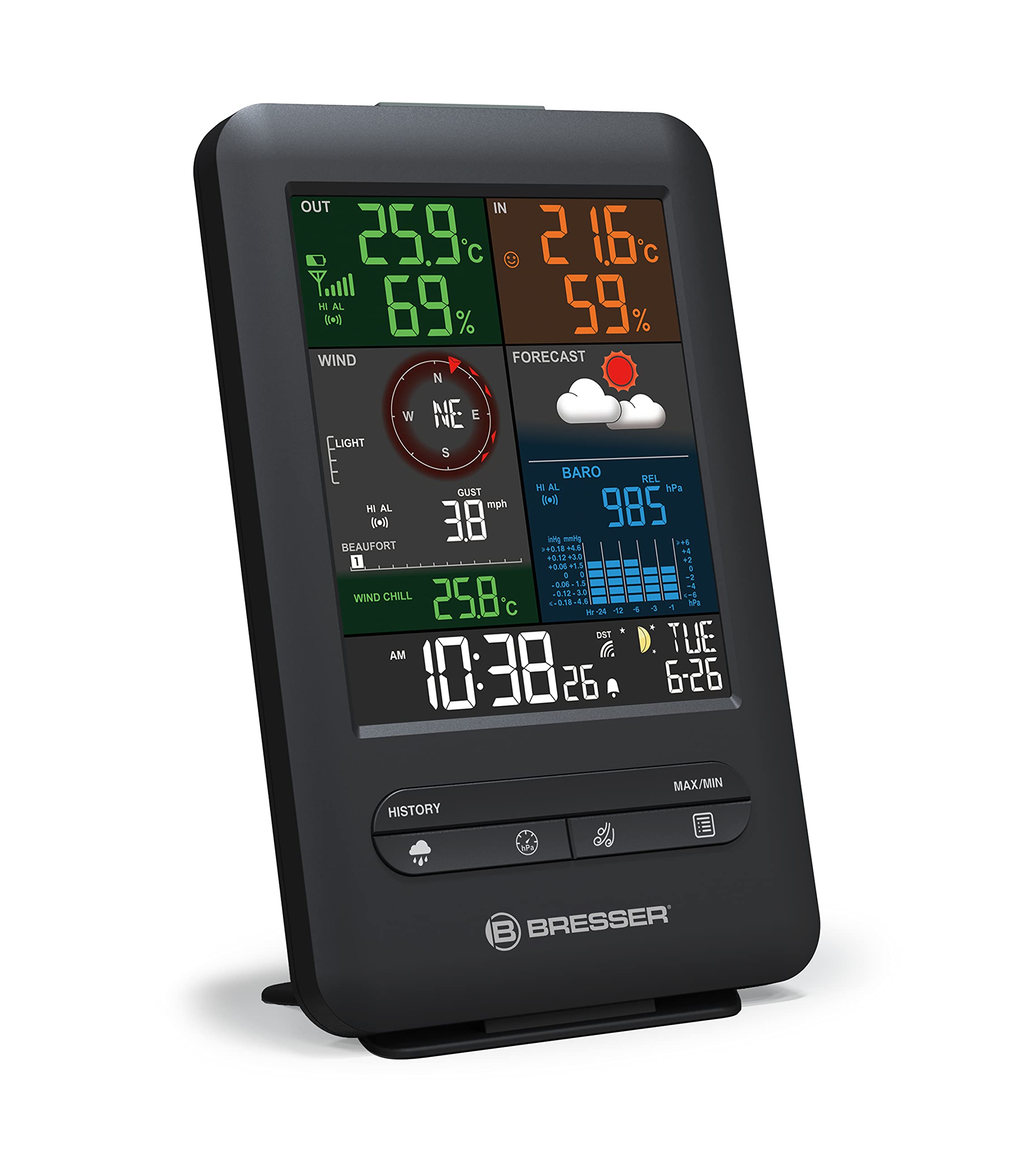 bresser-zusatz-basisstation-schwarz-f-r-7002525-beaufort-wetter-center-5-in-1 image 2