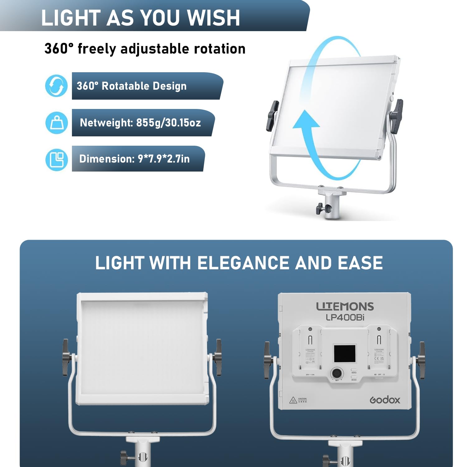godox-lp400bi-led-videoleuchte-panel-bi-color-2800k-6500k-36w image 3