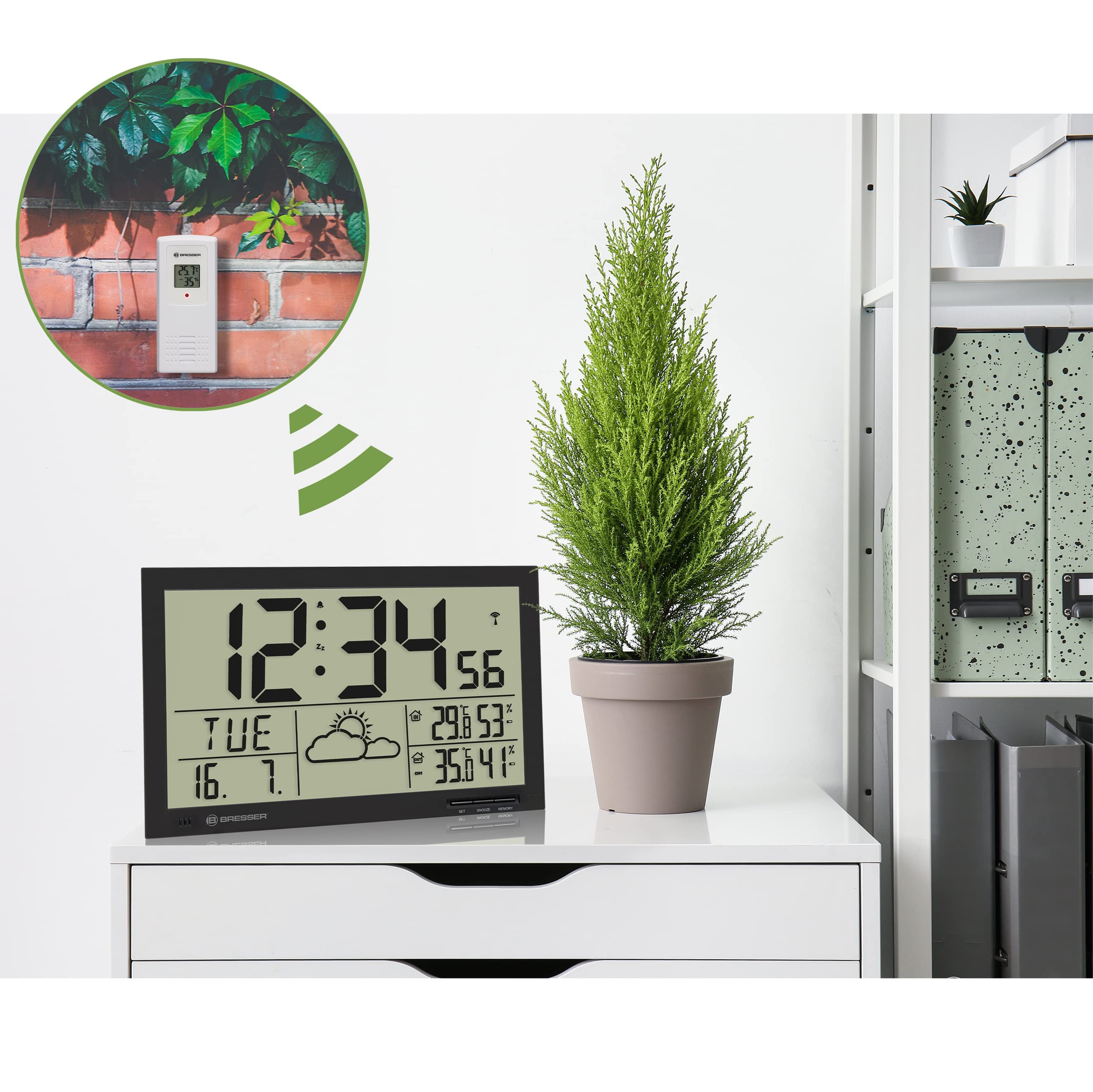 bresser-mytime-jumbo-lcd-funk-wetterstation-mit-au-ensensor-schwarz image 2