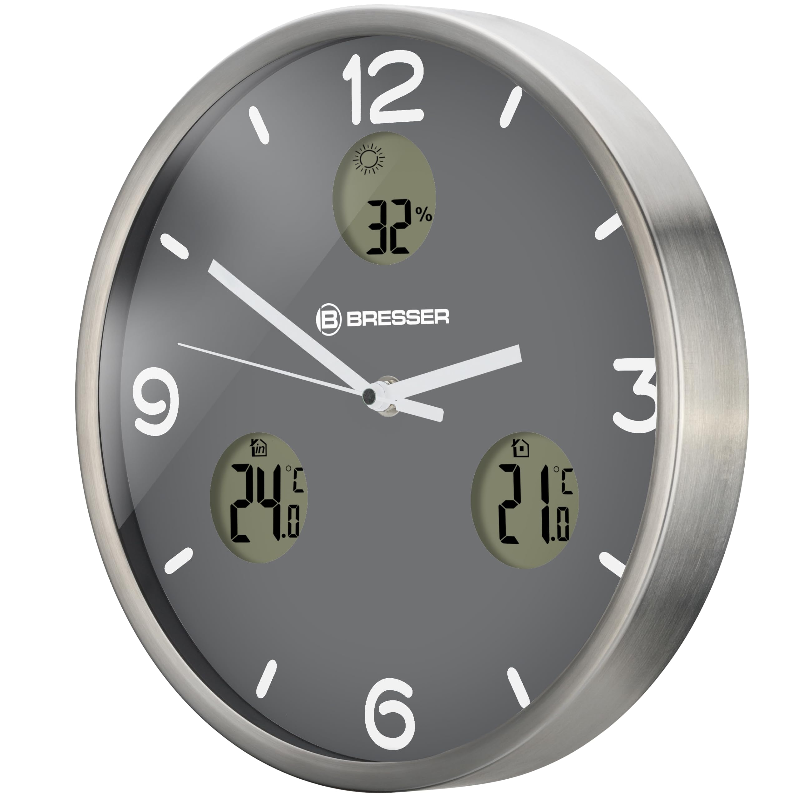 bresser-mytime-io-nx-funk-wanduhr-30-cm-mit-thermo-hygrometer-grau image 2
