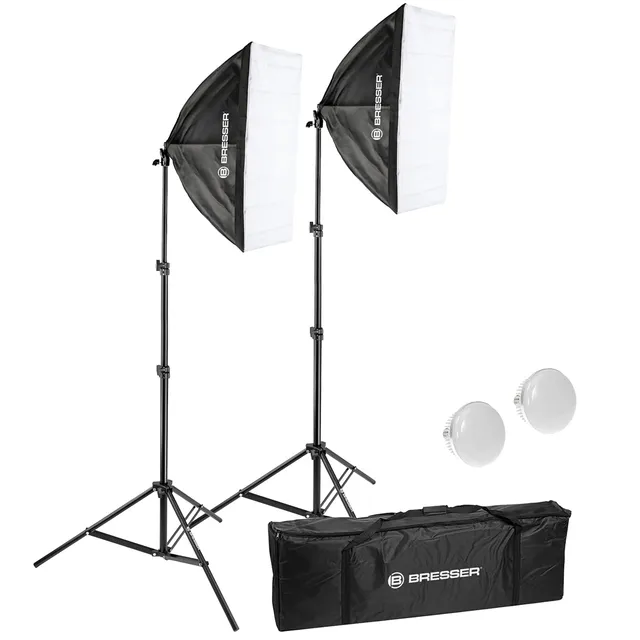 bresser-br-225b-led-tageslicht-set-2x-50w-softbox-50x70-cm-mit-stativen image 1