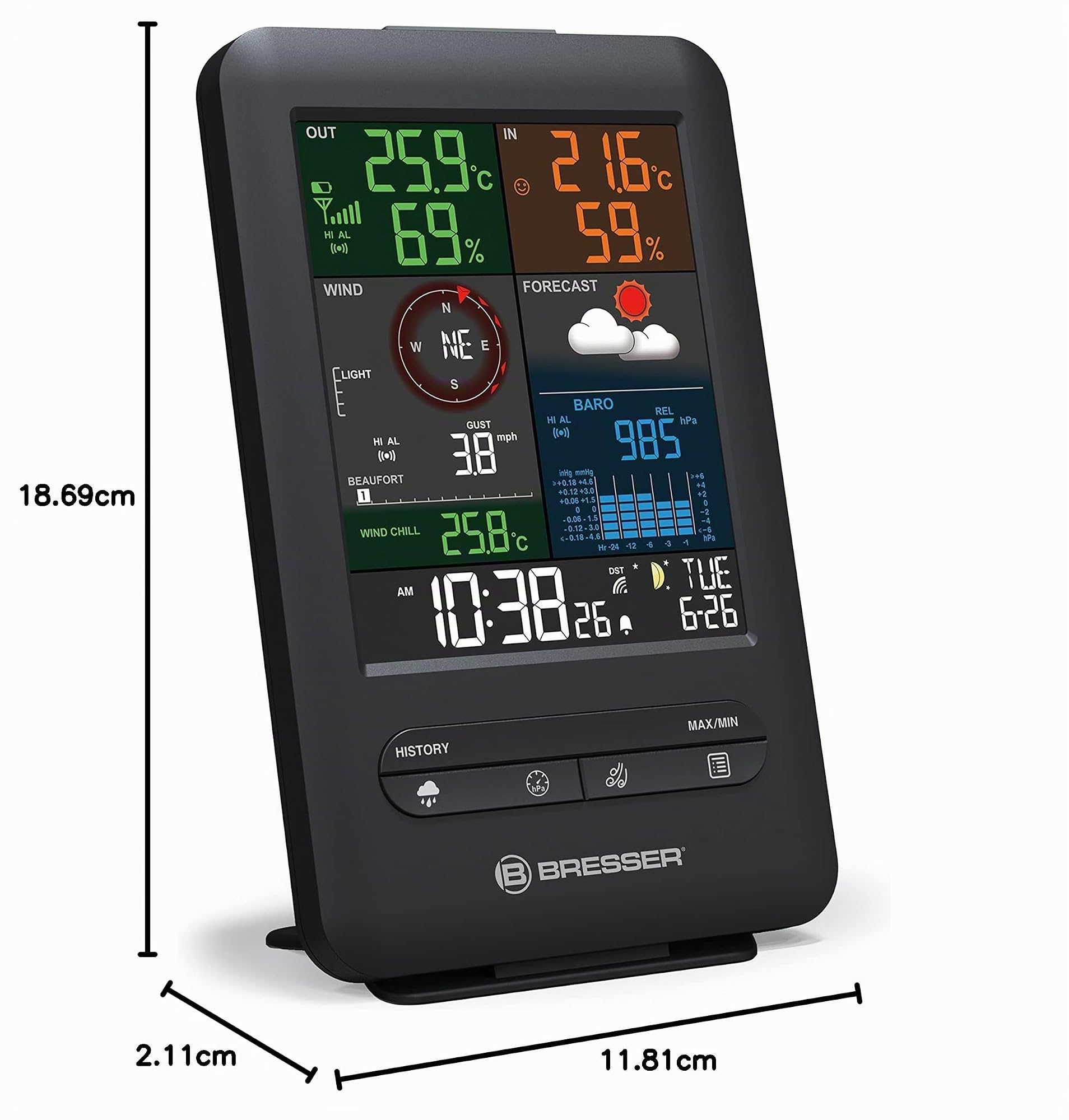 bresser-zusatz-basisstation-schwarz-f-r-7002525-beaufort-wetter-center-5-in-1 image 6
