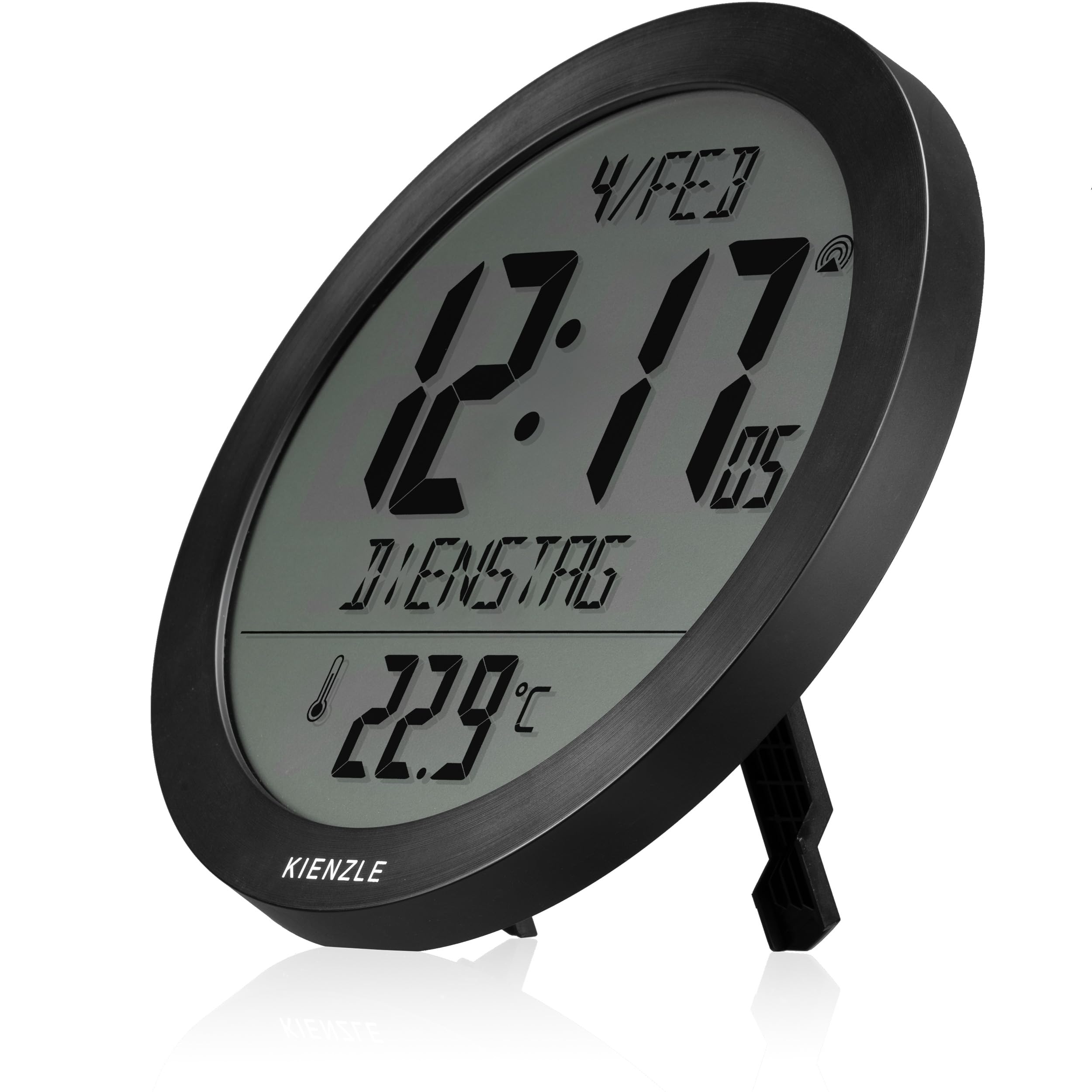 kienzle-dcf-funkwanduhr-18-7-cm-mit-innentemperatur-schwarz image 3