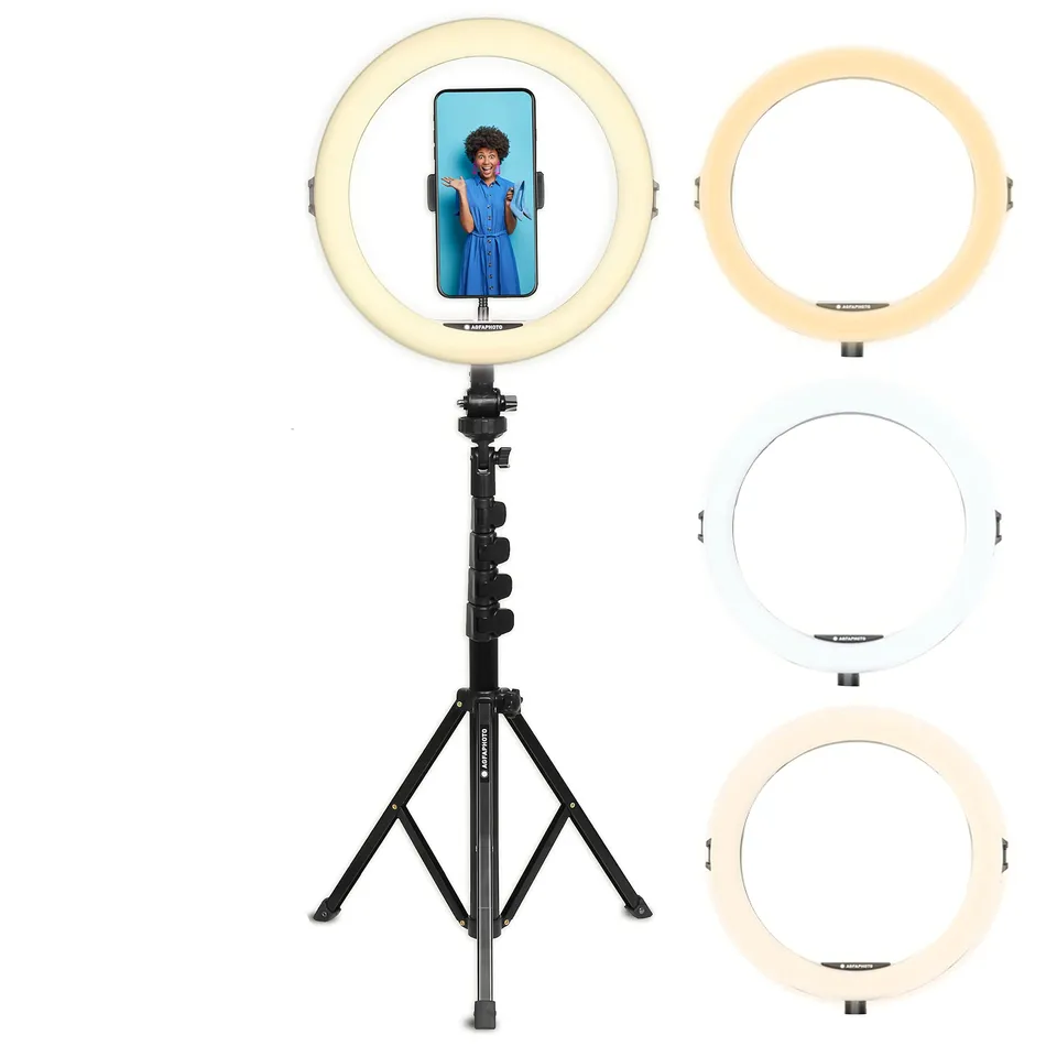 agfaphoto-realiview-arl11xl-11-zoll-led-ringlicht-mit-stativ-45-155-cm image 1