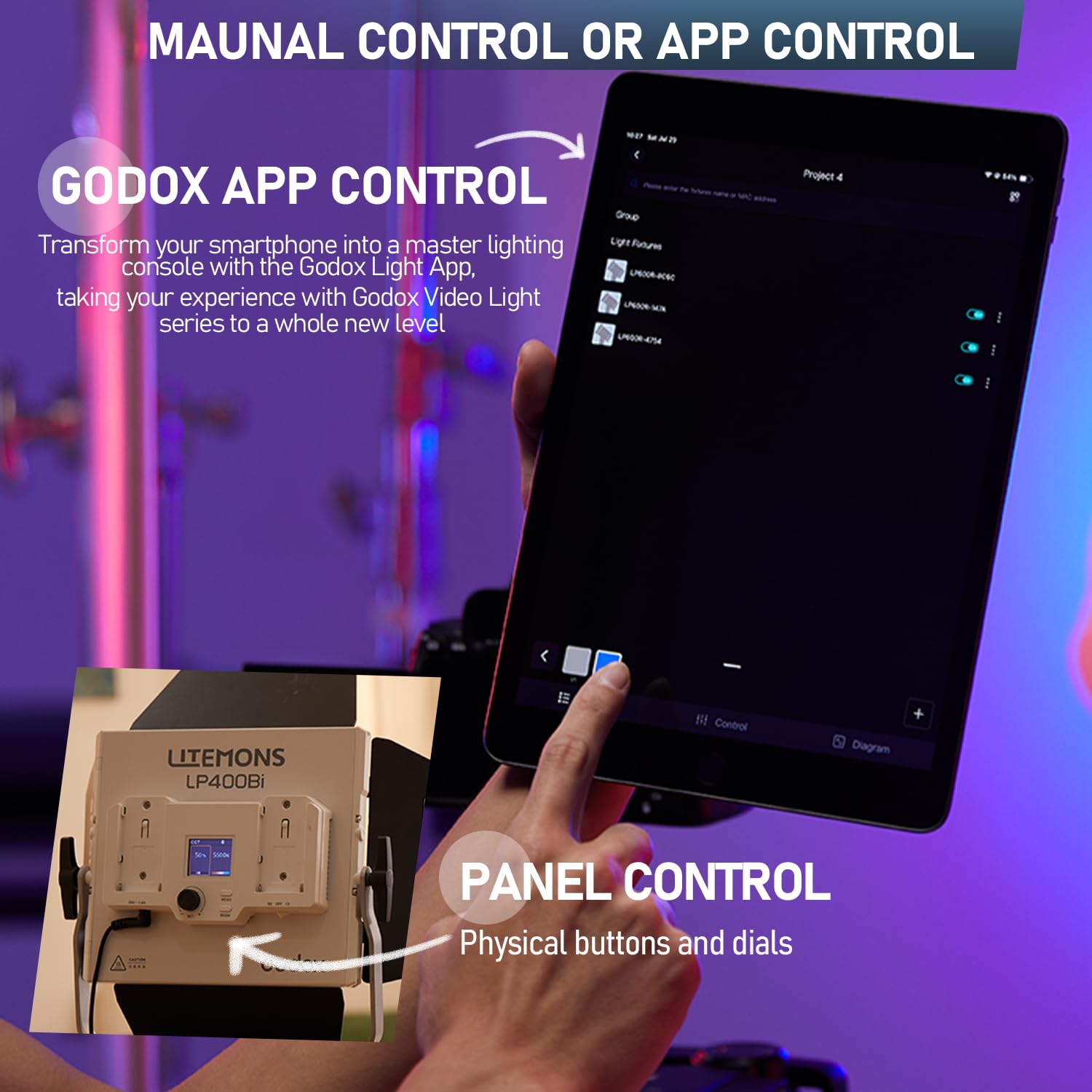 godox-lp400bi-led-videoleuchte-panel-bi-color-2800k-6500k-36w image 5
