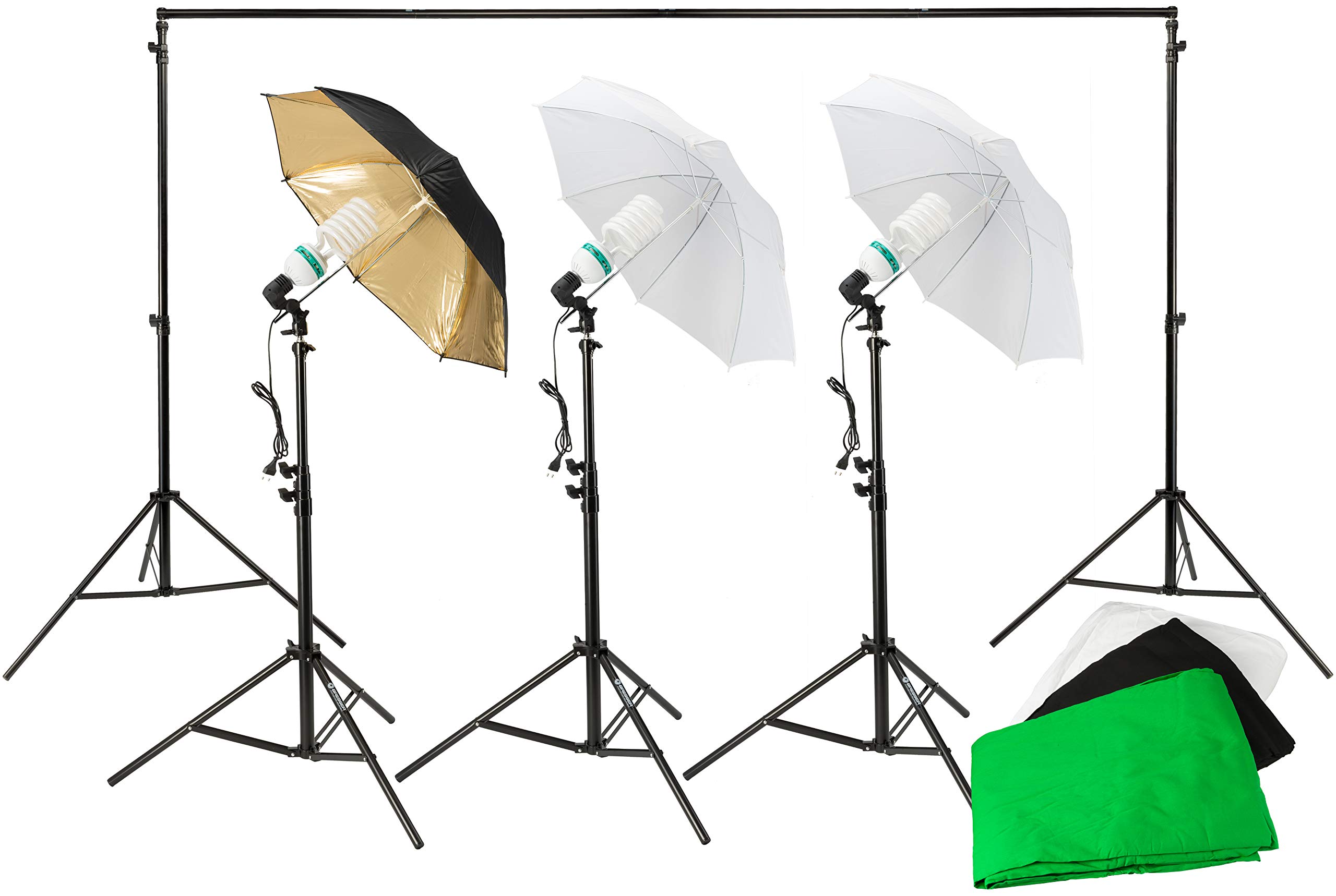 bresser-br-2120-fotostudio-set-1600w-mit-hintergrundsystem-lampen-und-schirmen image 2