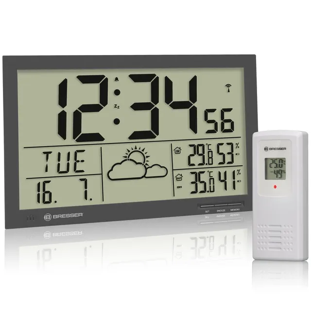 bresser-mytime-jumbo-lcd-funk-wetter-wanduhr-mit-au-ensensor-9cm-ziffern-grau image 1