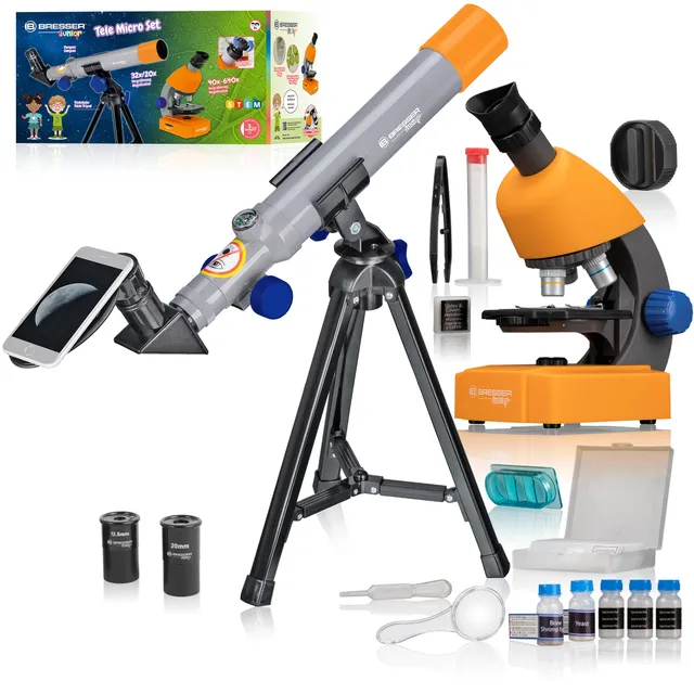 bresser-junior-mikroskop-teleskop-set-40x-640x-und-40-400mm-f-r-kinder-ab-8-jahr image 1