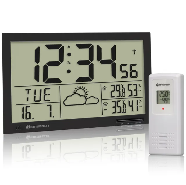 bresser-mytime-jumbo-lcd-funk-wetterstation-mit-au-ensensor-schwarz image 1