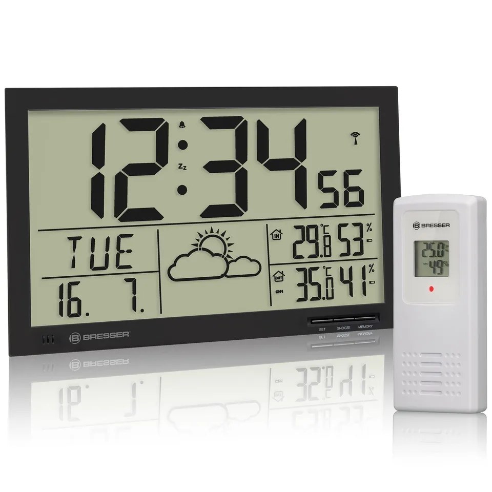 bresser-mytime-jumbo-lcd-funk-wetterstation-mit-au-ensensor-schwarz image 1