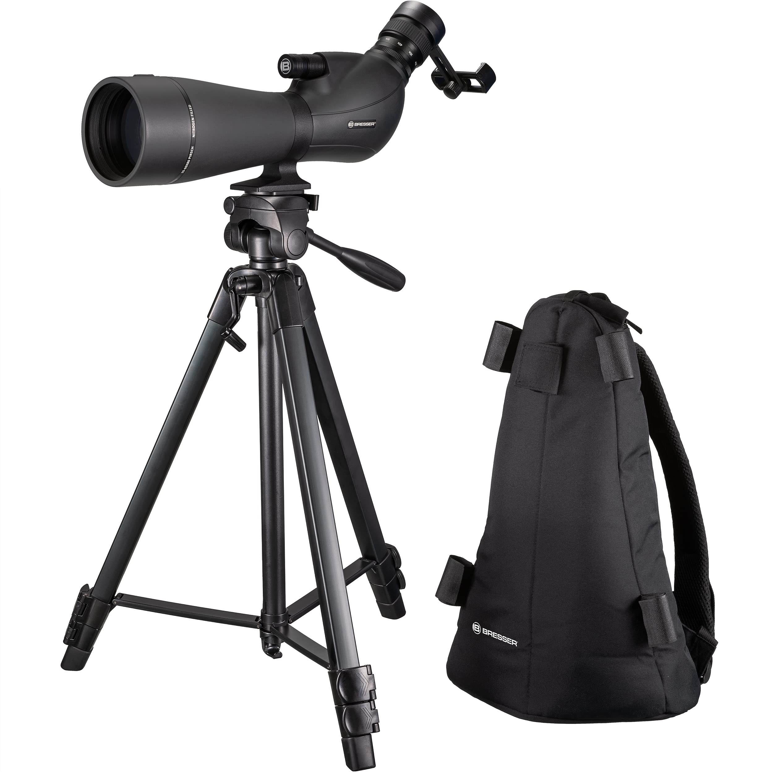 bresser-spolux-20-60x80-spektiv-zoom-spektive-mit-stativ-rucksack-und-smartphone image 1