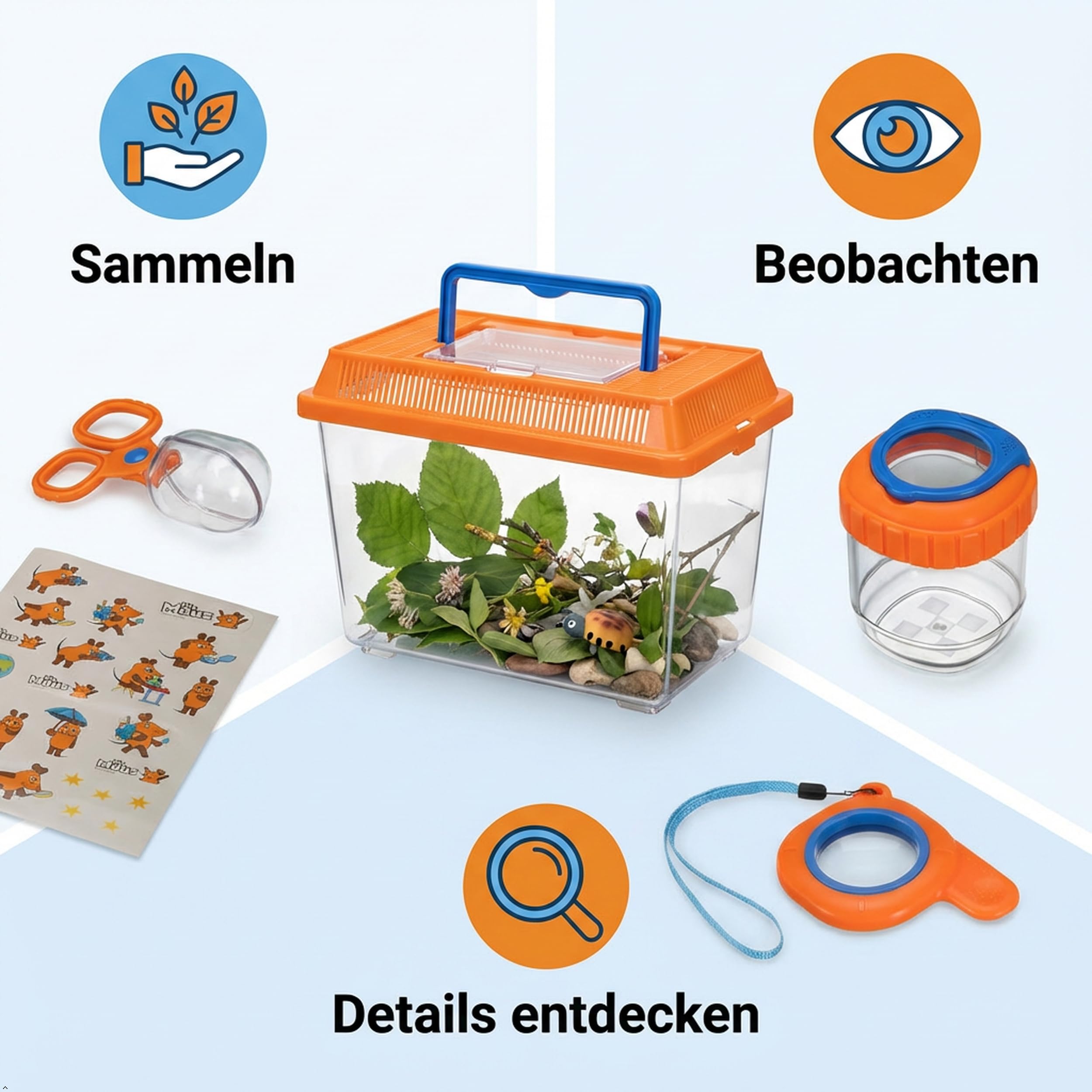 bresser-diemaus-outdoor-entdecker-set-f-r-kinder-mit-terrarium-und-kescher-5-tei image 2