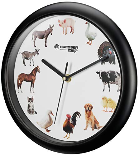 bresser-junior-kinder-wanduhr-25-cm-mit-12-tierger-uschen-lernuhr-mit-schlafmodu image 4