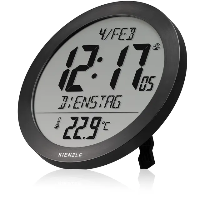 kienzle-dcf-funkwanduhr-18-7-cm-mit-innentemperatur-schwarz image 1
