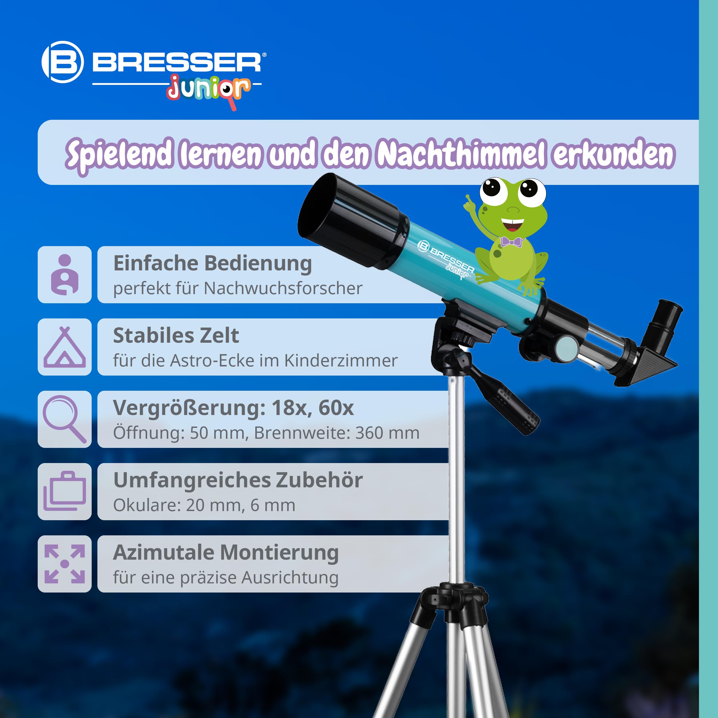 bresser-junior-linsenteleskop-50-360-mit-zelt-kinder-astronomie-set-blau image 3