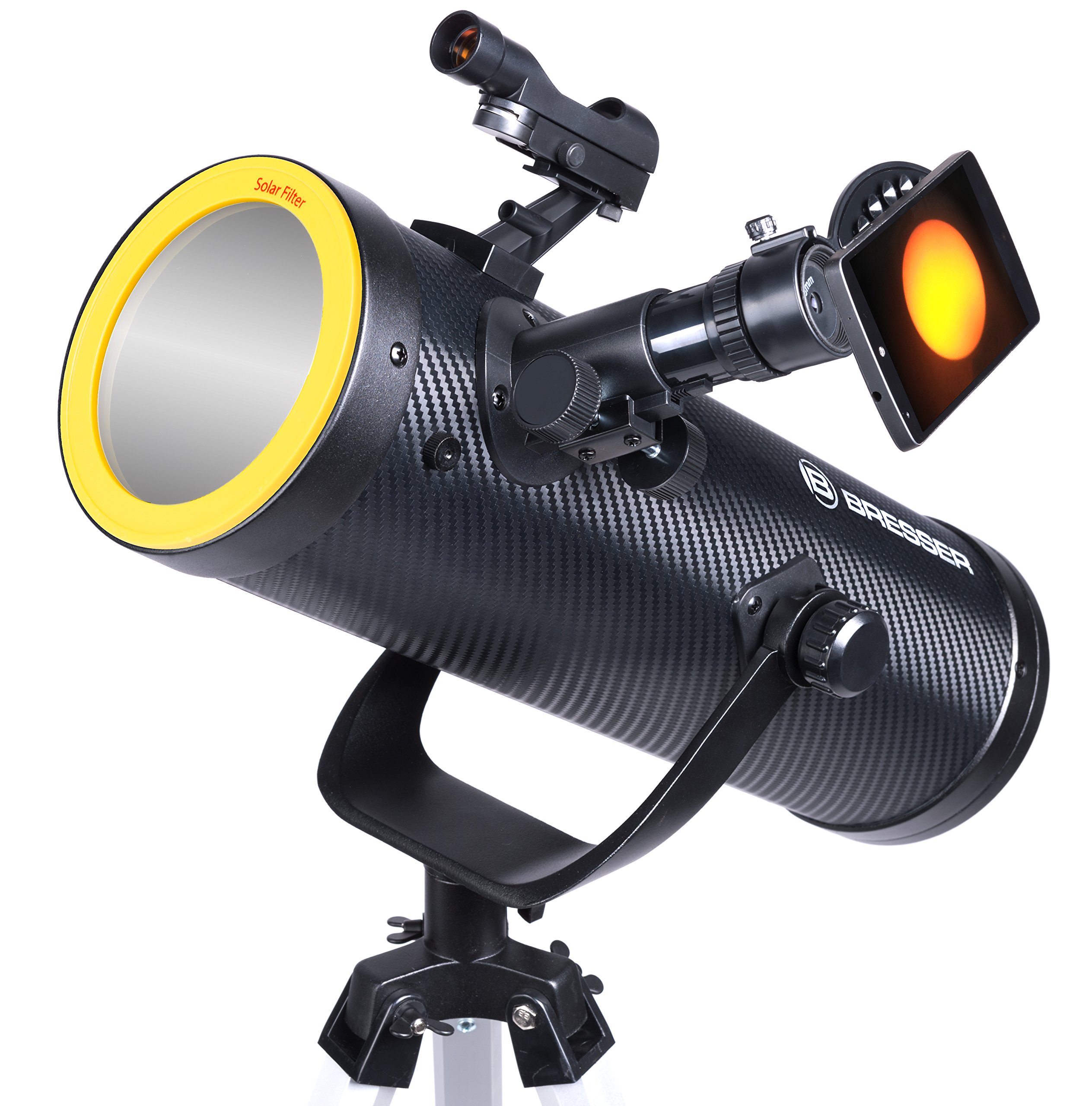 bresser-teleskop-solarix-114-500-newton-mit-sonnenfilter-smartphone-adapter image 2