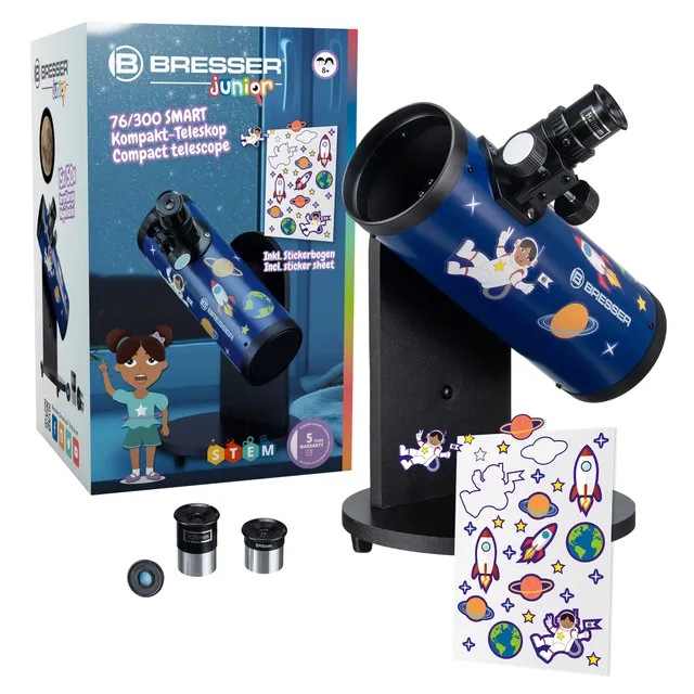 bresser-junior-76-300-kompakt-teleskop-smart-dobson-spiegelteleskop image 1