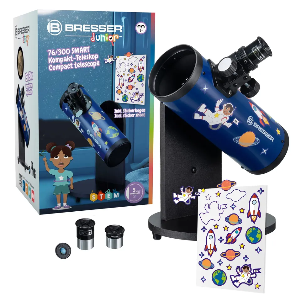 bresser-junior-76-300-kompakt-teleskop-smart-dobson-spiegelteleskop image 1